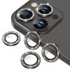AGVEE 3+3 6 Pack for iPhone 15 Pro 6.1" / 15 Pro Max 6.7" Camera Lens Cover Protector, Bling Diamond & Bling Glitter Metal Ring 9H Tempered HD Glass Camera Cover Protector Film, Bling-Black