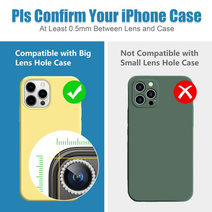 AGVEE 3+3 6 Pack for iPhone 15 Pro 6.1" / 15 Pro Max 6.7" Camera Lens Cover Protector, Bling Diamond & Bling Glitter Metal Ring 9H Tempered HD Glass Camera Cover Protector Film, Bling-Black