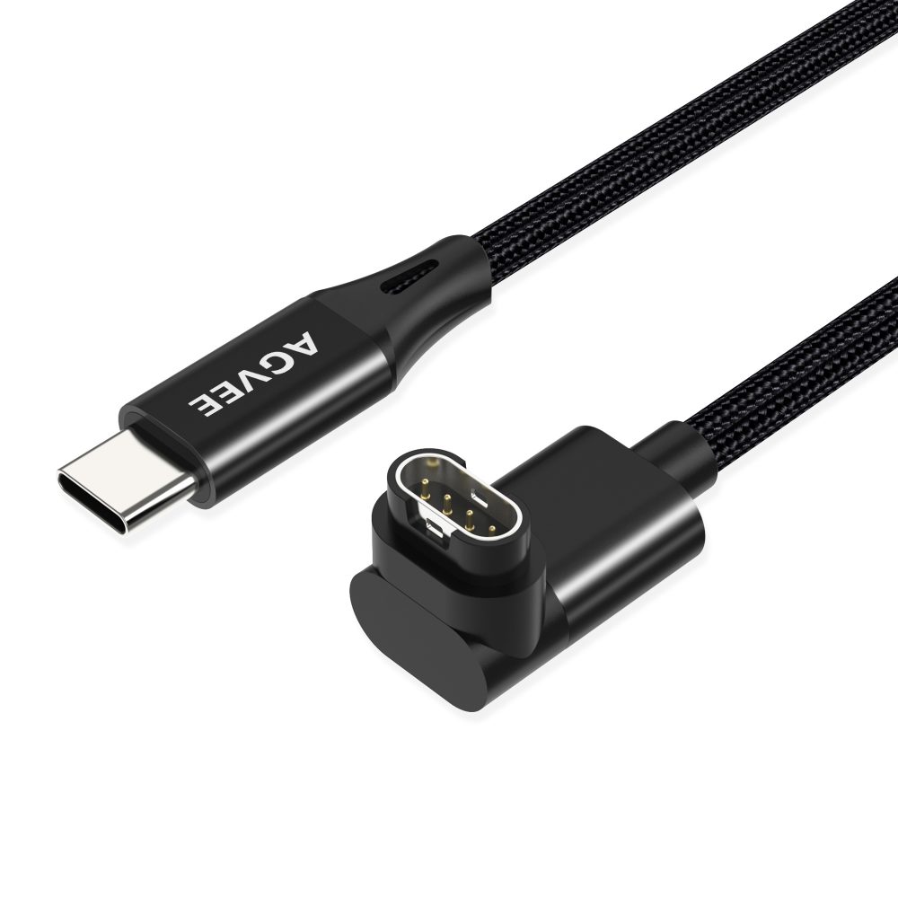 AGVEE 2 Pack 90 Degree Angled Braided USB C Charger Cable Charing Cord for Garmin Watch