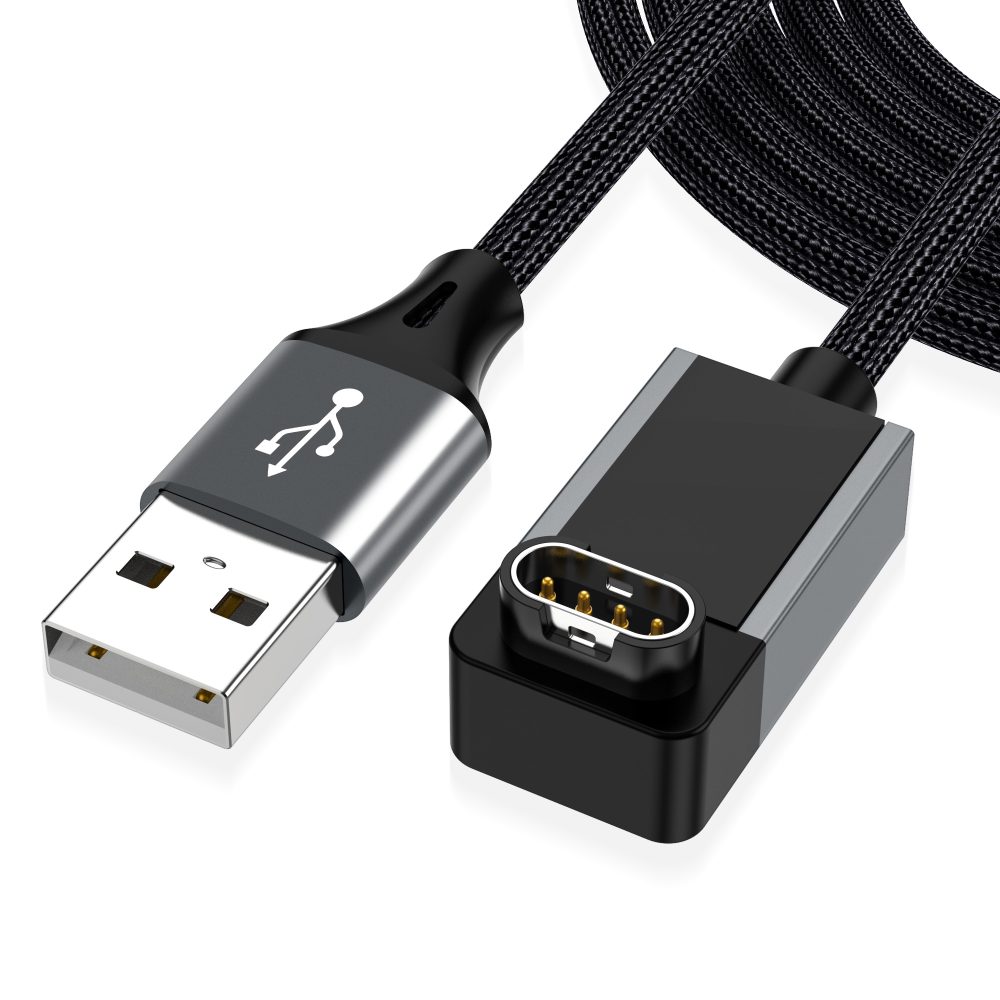 AGVEE 2 Pack Charger Cable for Garmin Watch, L-Shape Zero Gap Braided Charging Cord