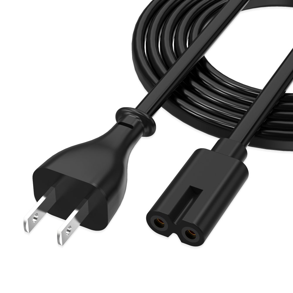 AGVEE 5ft TV Power Cord,  Concise I-Shaped IEC C7 UL Listed 2-Prong AC Power Cable IEC C7 C8 Compatible with Samsung LG Sony Insignia Apple TV LCD LED, Vizio Roku JBL Partybox, Black