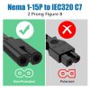 AGVEE 5ft TV Power Cord,  Concise I-Shaped IEC C7 UL Listed 2-Prong AC Power Cable IEC C7 C8 Compatible with Samsung LG Sony Insignia Apple TV LCD LED, Vizio Roku JBL Partybox, Black