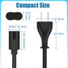 AGVEE 5ft TV Power Cord,  Concise I-Shaped IEC C7 UL Listed 2-Prong AC Power Cable IEC C7 C8 Compatible with Samsung LG Sony Insignia Apple TV LCD LED, Vizio Roku JBL Partybox, Black