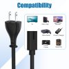 AGVEE 5ft TV Power Cord,  Concise I-Shaped IEC C7 UL Listed 2-Prong AC Power Cable IEC C7 C8 Compatible with Samsung LG Sony Insignia Apple TV LCD LED, Vizio Roku JBL Partybox, Black