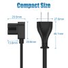 AGVEE 5ft TV Power Cord, 90 Degree Angled L-Shaped UL Listed 2-Prong AC Power Cable IEC C7 C8 Compatible with Samsung LG Sony Insignia Apple TV LCD LED, Vizio Roku JBL Partybox, Black