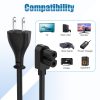 AGVEE 5ft TV Power Cord, 90 Degree Angled L-Shaped UL Listed 2-Prong AC Power Cable IEC C7 C8 Compatible with Samsung LG Sony Insignia Apple TV LCD LED, Vizio Roku JBL Partybox, Black