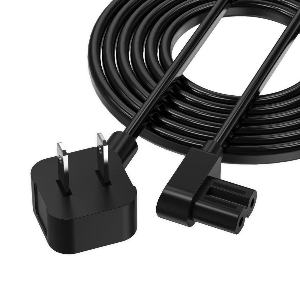AGVEE 5ft TV Power Cord, 90 Degree Angled L-Shaped UL Listed 2-Prong AC Power Cable IEC C7 C8 Compatible with Samsung LG Sony Insignia Apple TV LCD LED, Vizio Roku JBL Partybox, Black