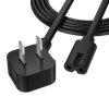 AGVEE 5ft TV Power Cord, 90 Degree UL Listed 18AWG 2-Prong Square AC Power Cable IEC C7 C8 Replacement for Samsung LG Sony Insignia Apple TV LCD LED, Vizio Roku JBL Partybox, Black